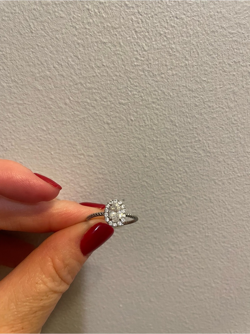 Silver Halo Pear-Cut Cubic Zirconia Ring - White
